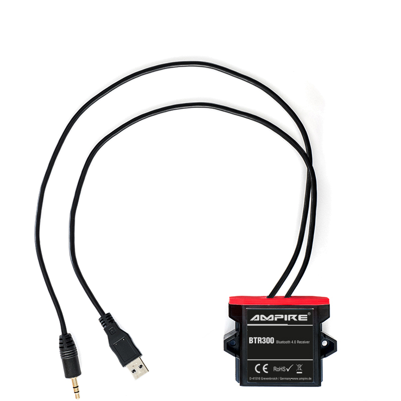 Ampire BTR300 Bluetooth Receiver 3,5mm Klinke USB 12Volt / B-Ware